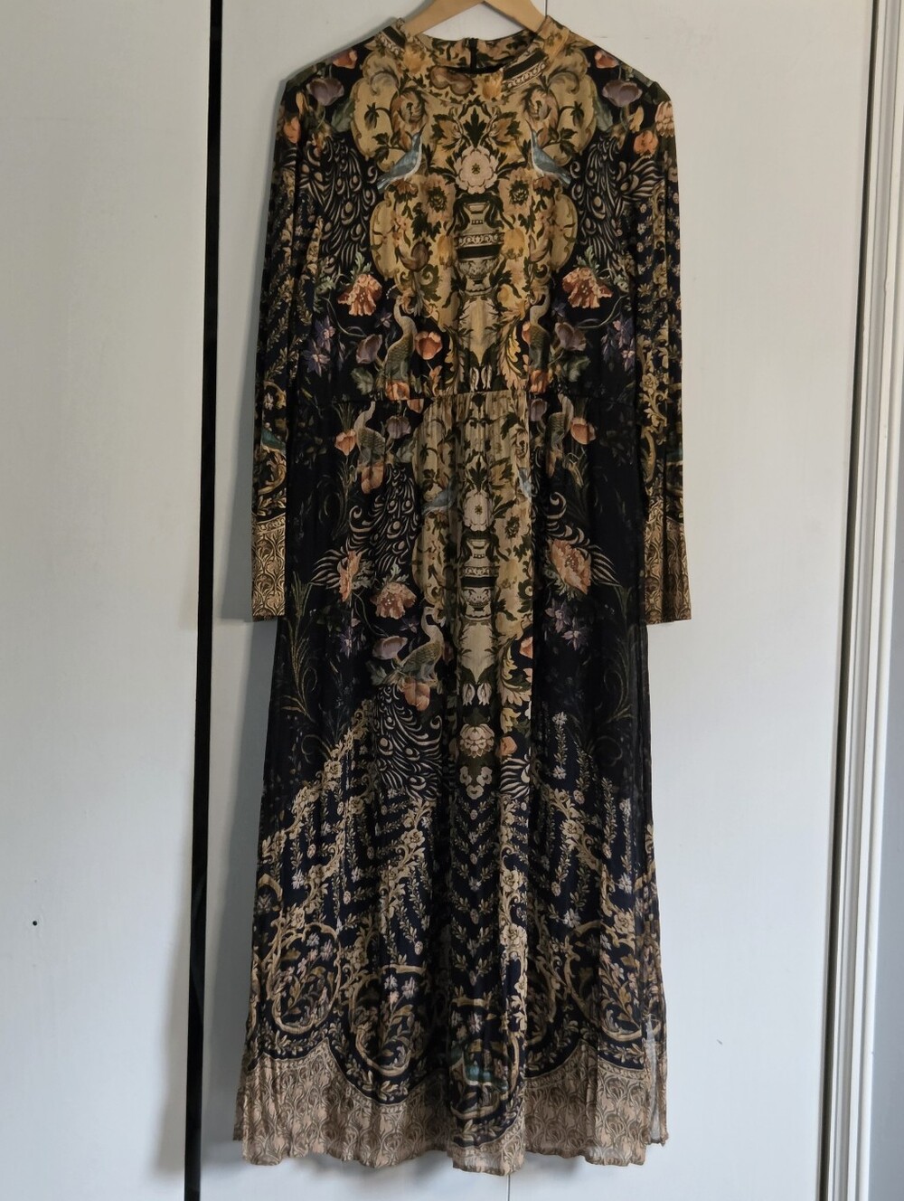 Soft Surroundings Black and Gold Floral Scroll Maxi Dress